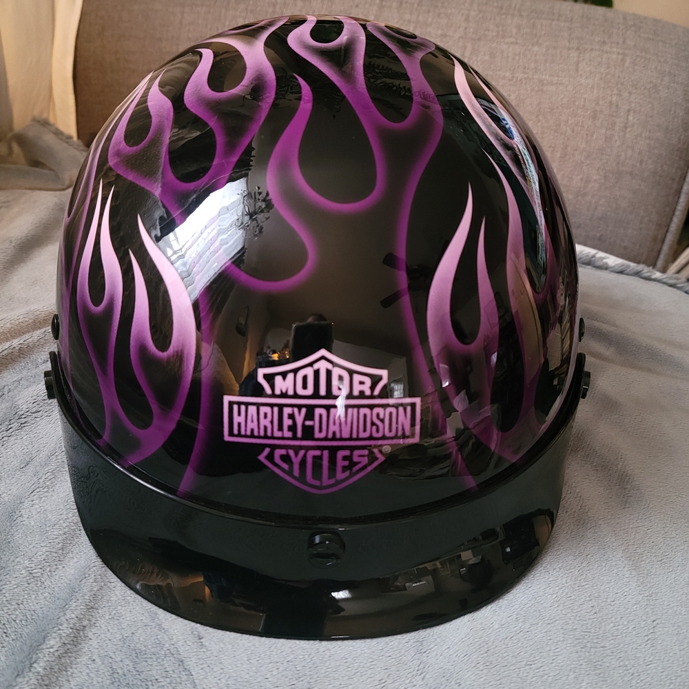 ***SOLD***Harley-Davidson Black and Purple Flame Helmet